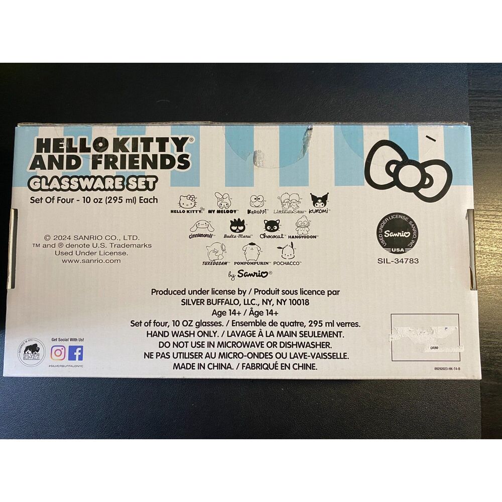 Hello Kitty and Friends 4 pc Glassware Set 10 oz Glasses New Unopened - Picture 2 of 4